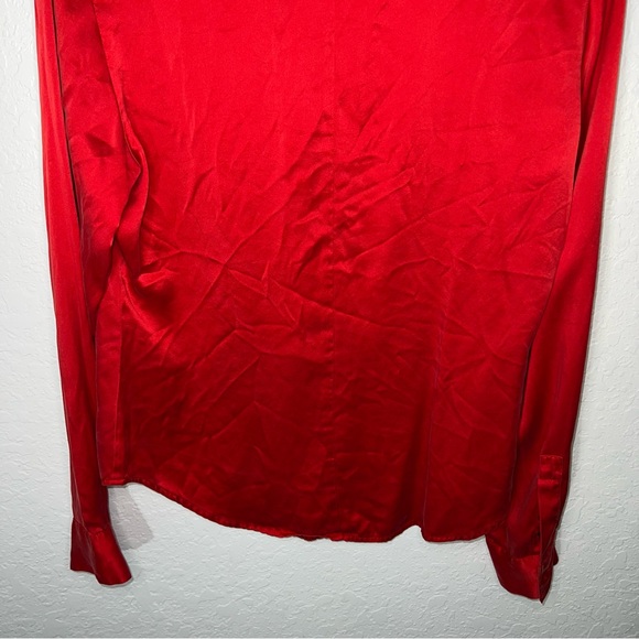 Casual Corners Red 100% Silk Button Down Shirt Size 8 - Picture 6 of 11